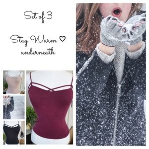 Set of 3 American Eagle Crop Cami Top Tee's XS